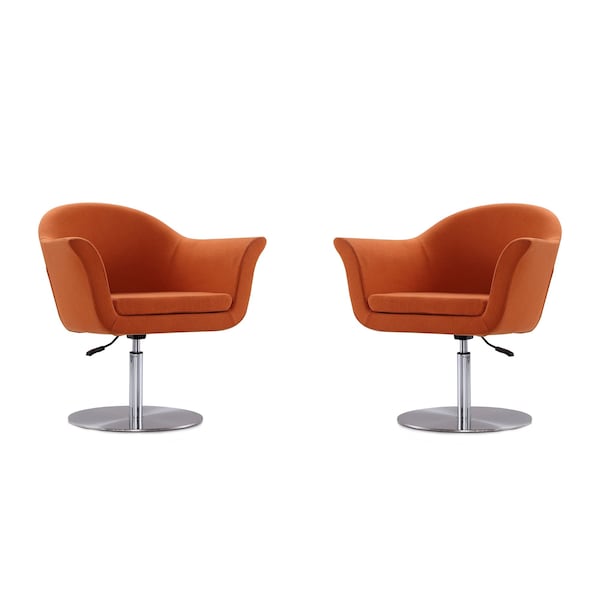 Manhattan Comfort Voyager Swivel Adjustable Accent Chair in Orange and Brushed Metal, PK2 2-AC051-OR - main